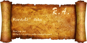 Rontó Ada névjegykártya